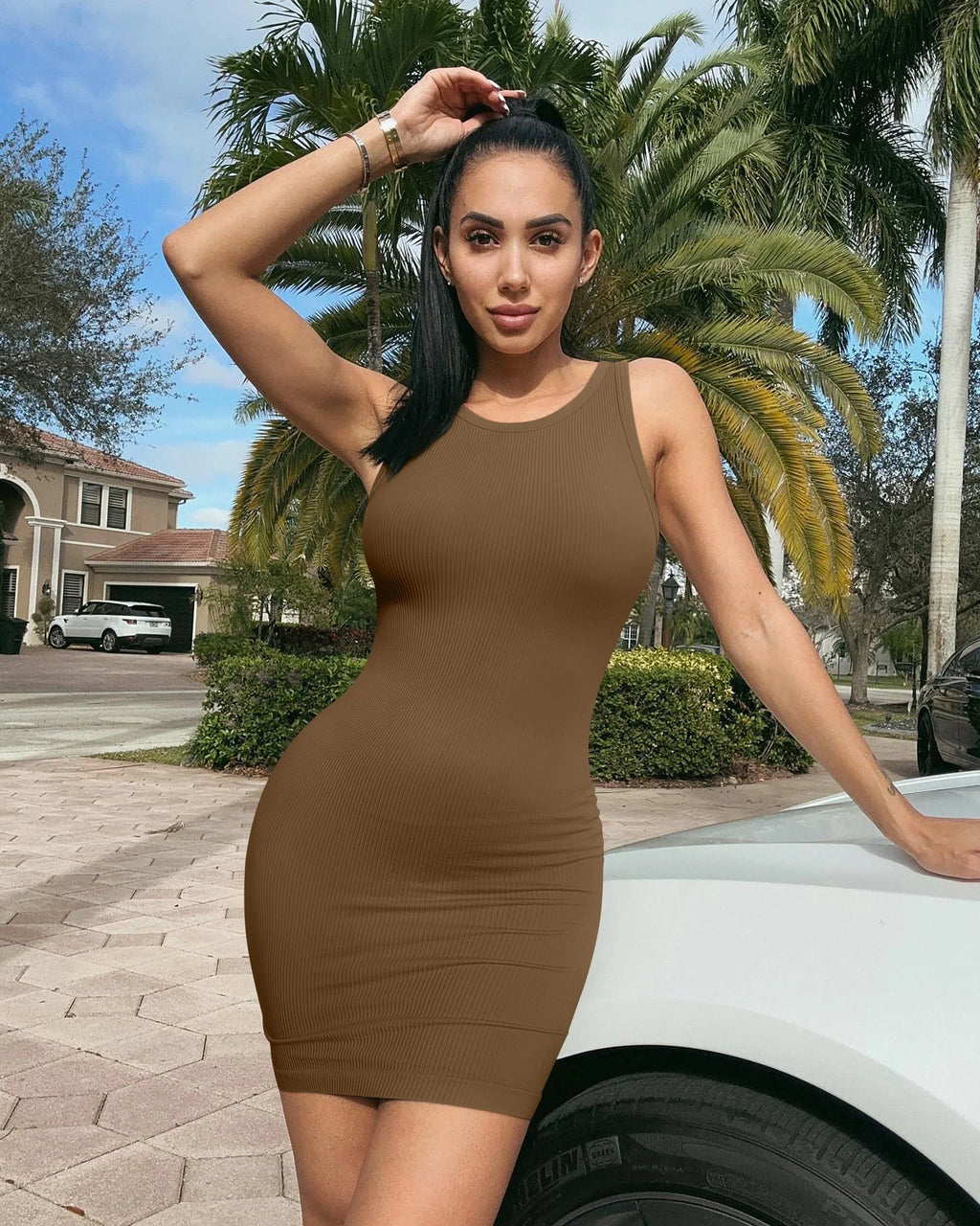 Sexy Sleeveless Bodycon Dress For Women Mini Wrap Hip