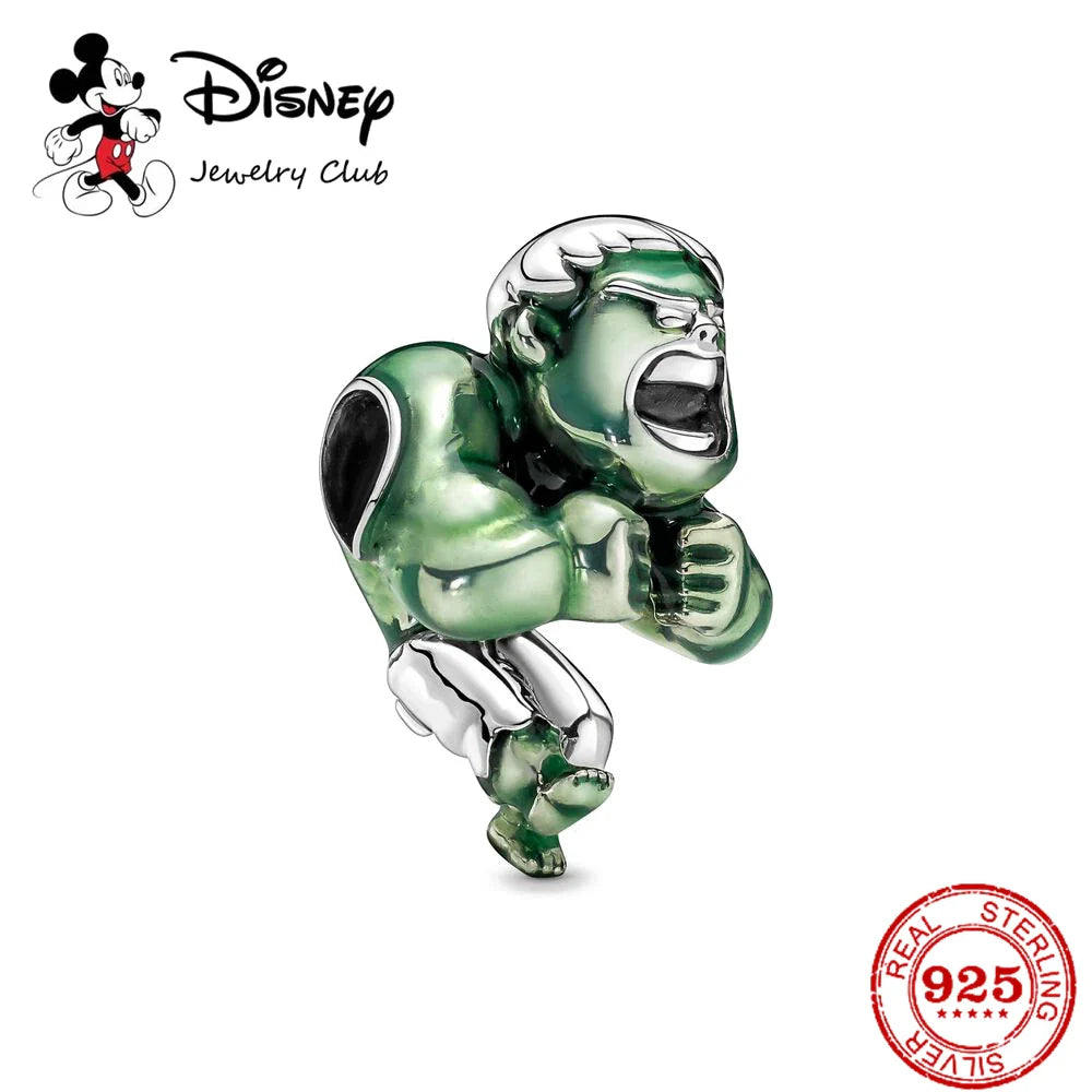 925 Sterling Silver Mickey Minnie Charm Beaded Fit Snake Bracelet DIY Ladies Jewelry