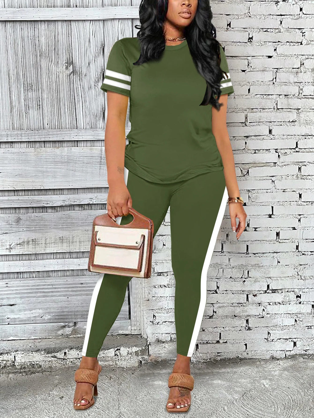 Women's Casual Yoga Set Comfortable Tie-Dye Stripe Activewear Fitness Outfit