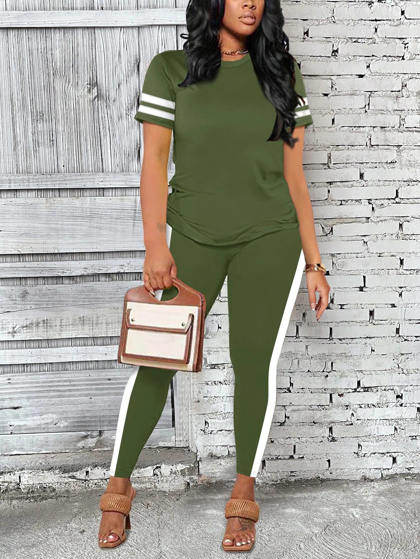 Women's Casual Yoga Set Comfortable Tie-Dye Stripe Activewear Fitness Outfit