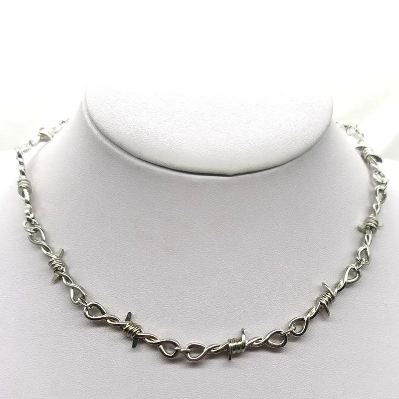 Unisex Barbed Wire Choker Necklace Hip-Hop Gothic Punk Jewelry Gift