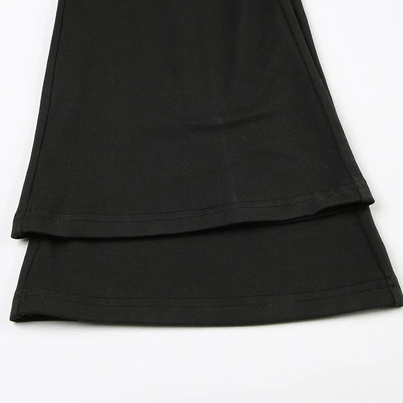 Black Sleeveless Skinny Flared Jumpsuit for Women with Lace Trim and Tie Bow Detail Cute Sweet Slip Romper