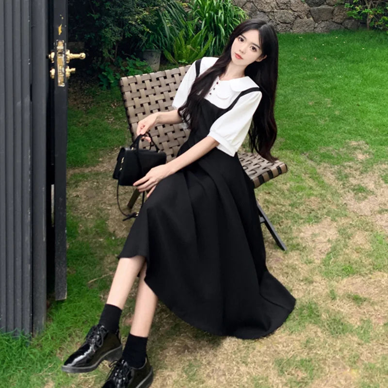 Korean Style Kawaii Summer Midi Dress For Women Ladies