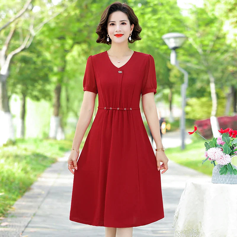 Boho Floral Midi Dress Chiffon Summer Beach Sundress