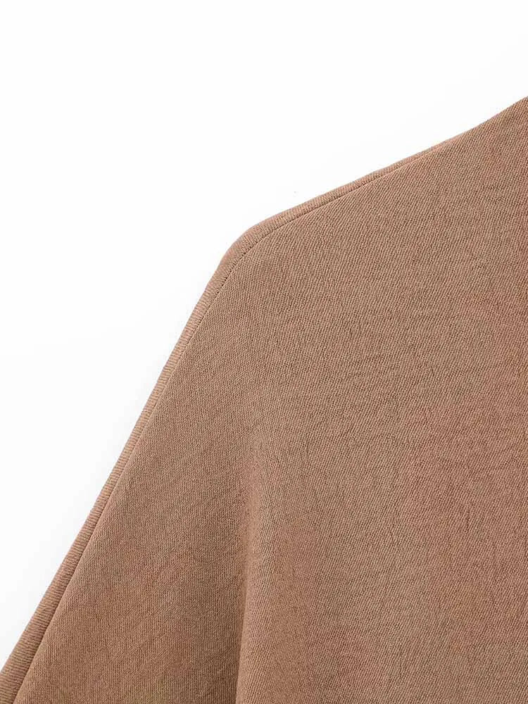 Safari Style Long Sleeve Drape Shirt and High Waist Pants Suit for Women