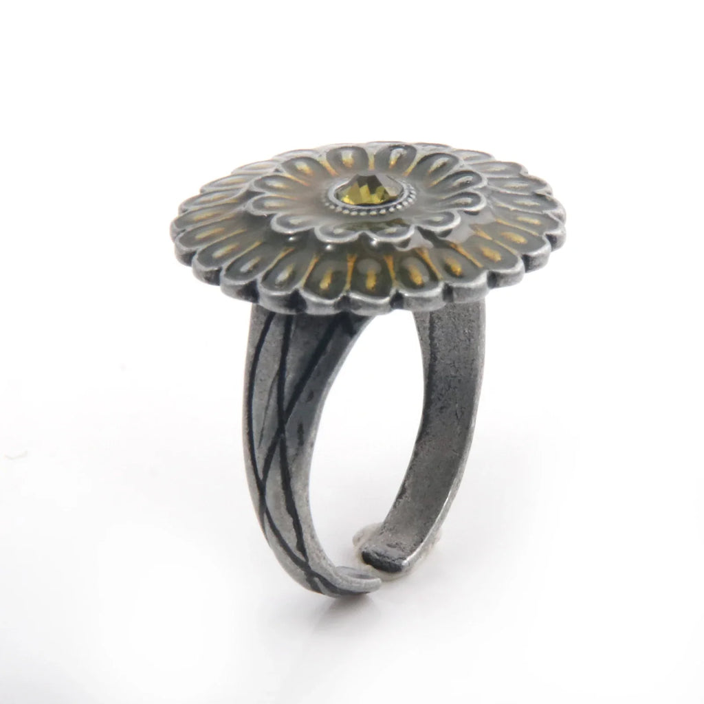 Dark Souls Adjustable Gemstone Ring Chrysanthemum Design for Cosplay Jewelry Accessories