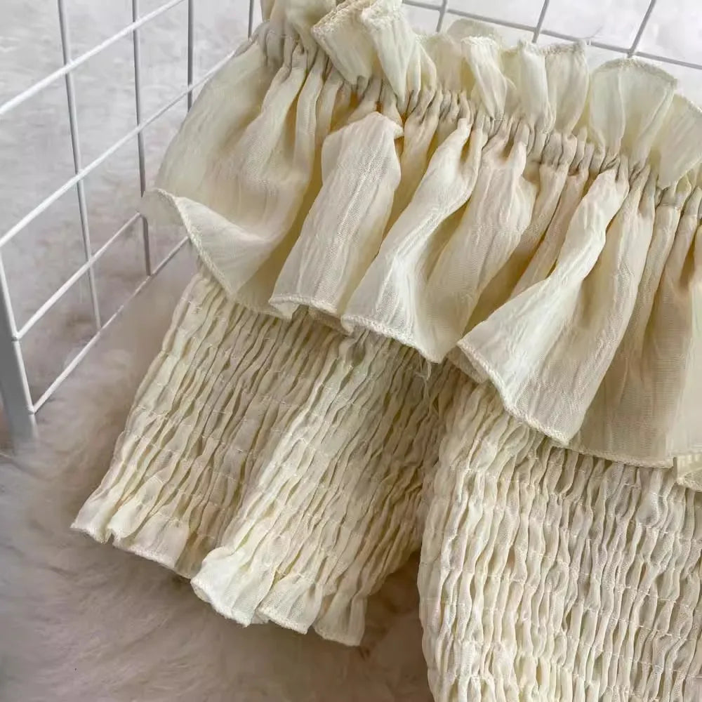 Ruffled Off Shoulder Dress Chiffon Beach Summer Fashion