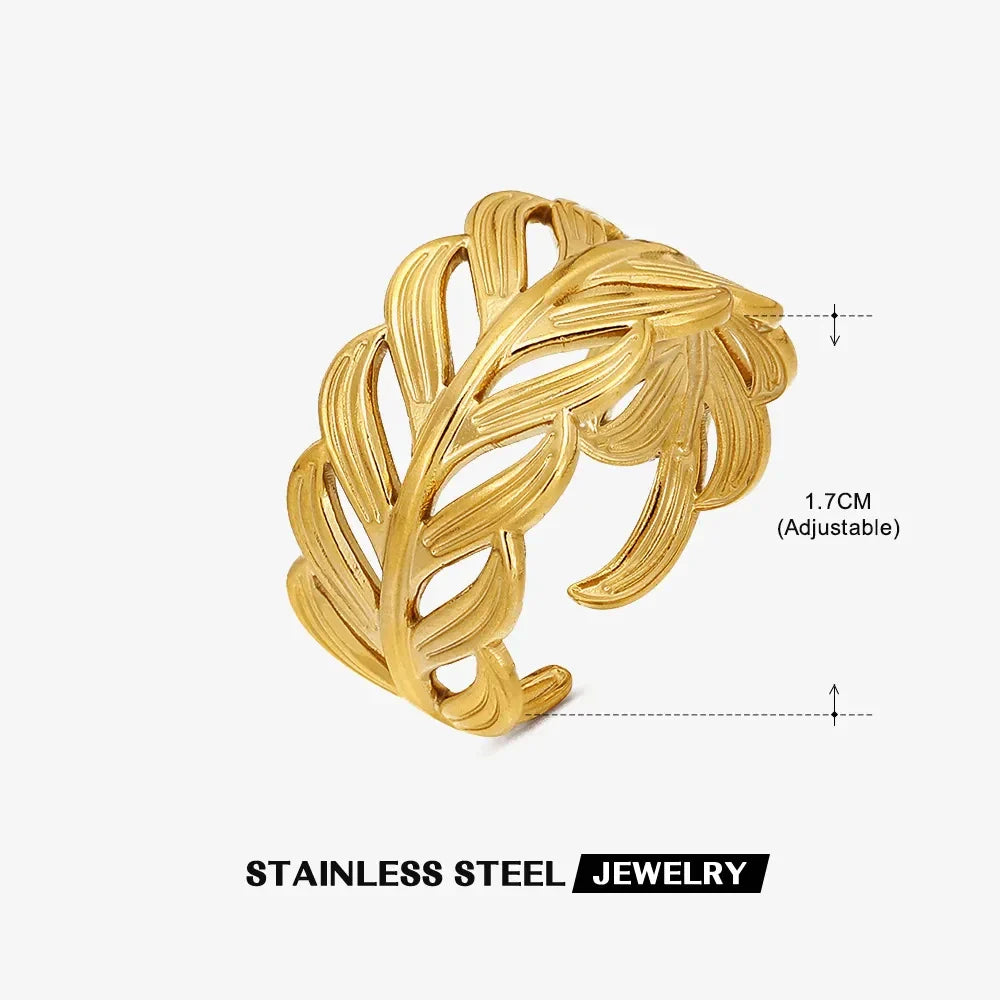 Adjustable 316L Stainless Steel Little Star Open Ring for Women - Trendy Gold Color Jewelry Gift for Weddings and Special Occasions