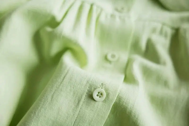 Blue Peter Pan Collar Single Breasted Short Sleeve Loose Fit Women's Blouse Shirt Lightweight Casual Top