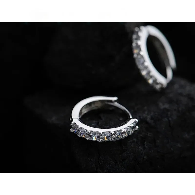 Luxury 925 Sterling Silver Plated Rhinestone Crystal Hoop Earrings for Women