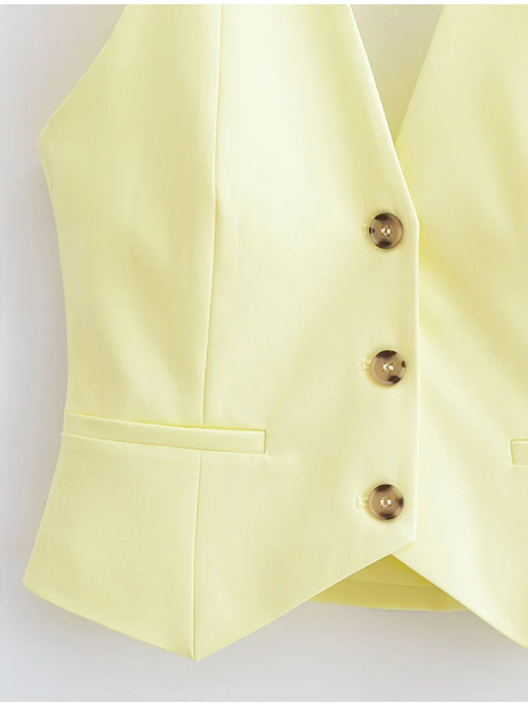 Women Summer Two-Piece Set Solid Halter Camisole Top and Trouser Outfit Elegant Street Style Clothing