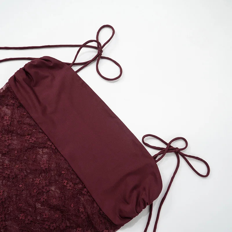 Mesh Lace Maxi Dress Sheer Backless Y2K Beach Outfit