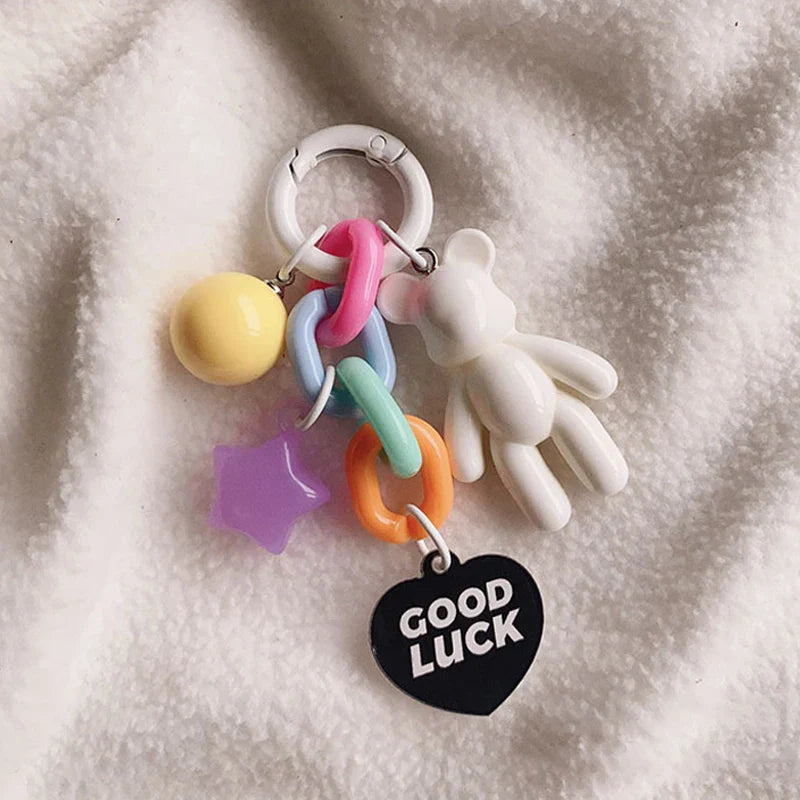 Colorful Bear Keychain Cute Anime Bag Decoration Pendant for Women and Girls