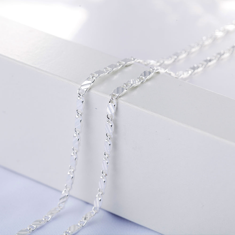 Luxury 2MM Silver Clavicle Chain Necklace for Men and Women Wedding Jewelry Christmas Gifts 16-30 Inches