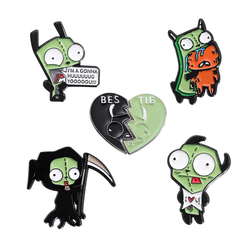 Cute Cat Enamel Pins Set of 4 to 6 Black Fluid Cat Brooches Lapel Badges Unique Animal Jewelry Gift