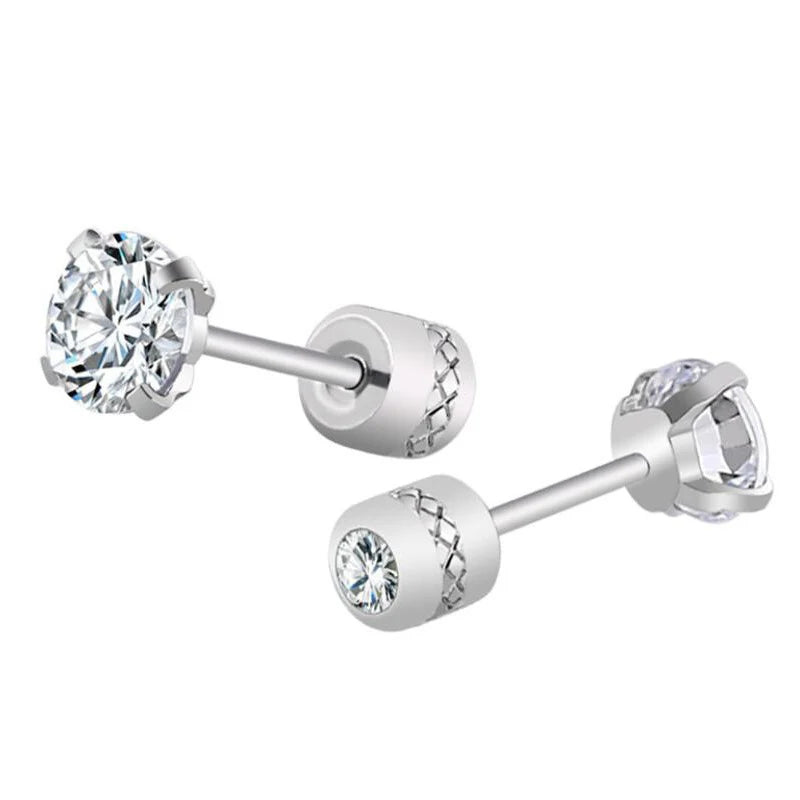 Stainless Steel Crystal Stud Earrings for Men and Women Durable Non-Fading Jewelry