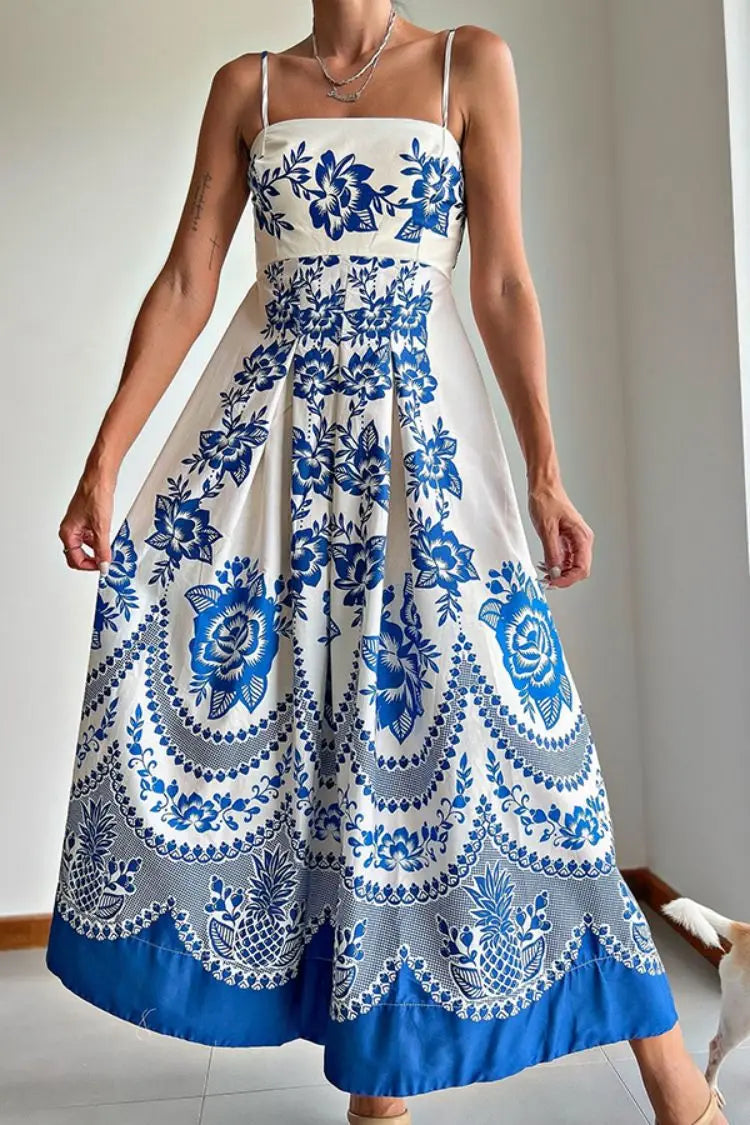 Elegant Women's Printed Maxi Dress for Summer Vacation