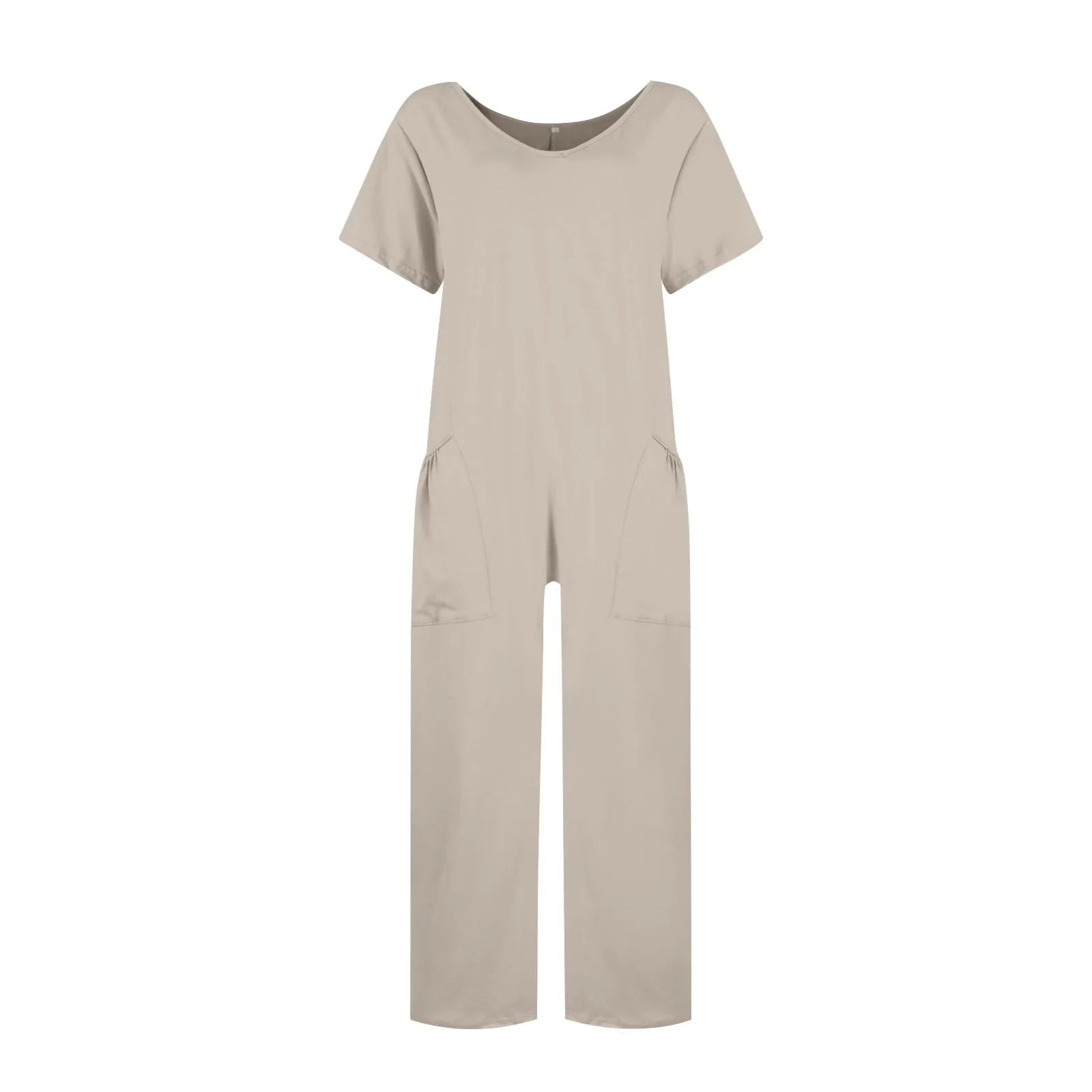 Women's Casual Short Sleeve Pullover Jumpsuit Loose Fit with Pockets Comfortable Lightweight Bodysuit Trendy Summer Romper
