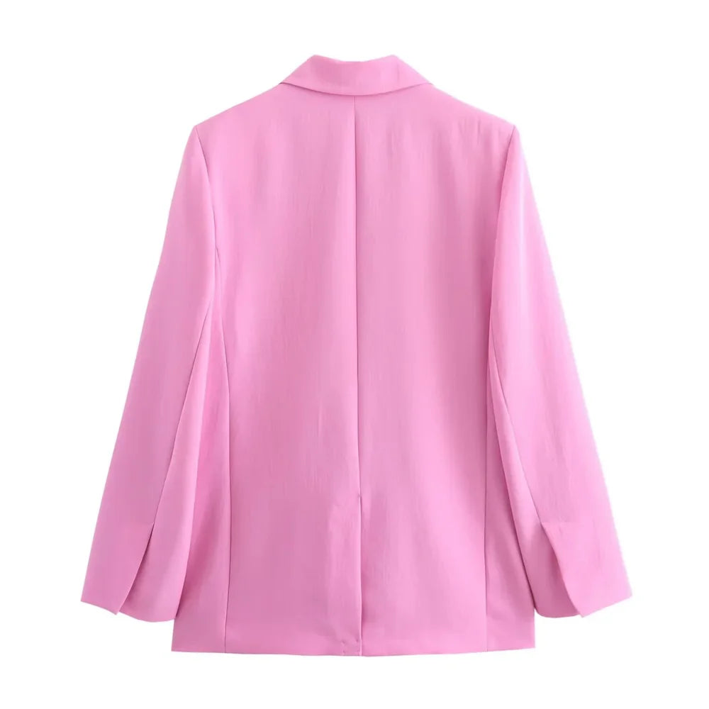 Casual Women's Fashion Flip Collar Suit Coat and Strap Decoration Pants Set