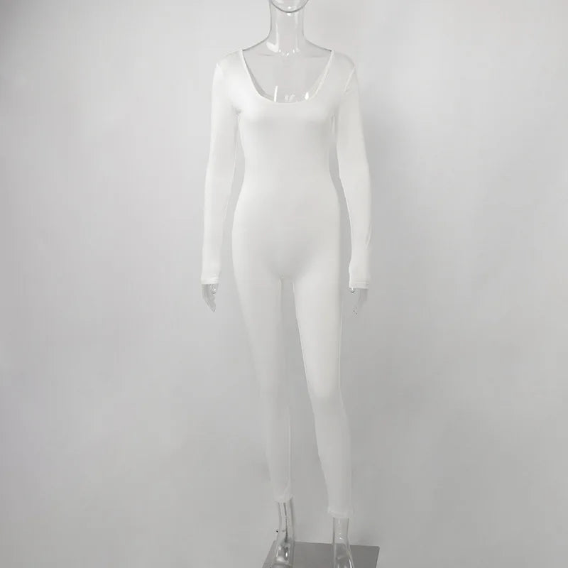 Sexy Black Long Sleeve Bodycon Jumpsuit for Women Slim Fit Casual Streetwear Skinny Romper