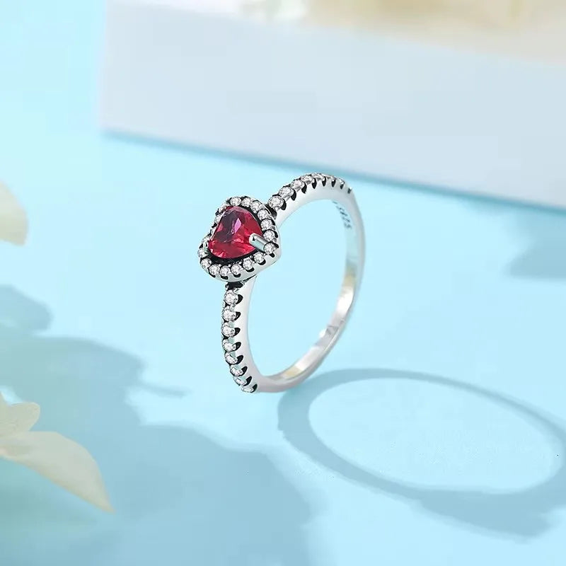 Red White Pink Crystal Rings for Women Luxury Wedding Jewelry Accessories