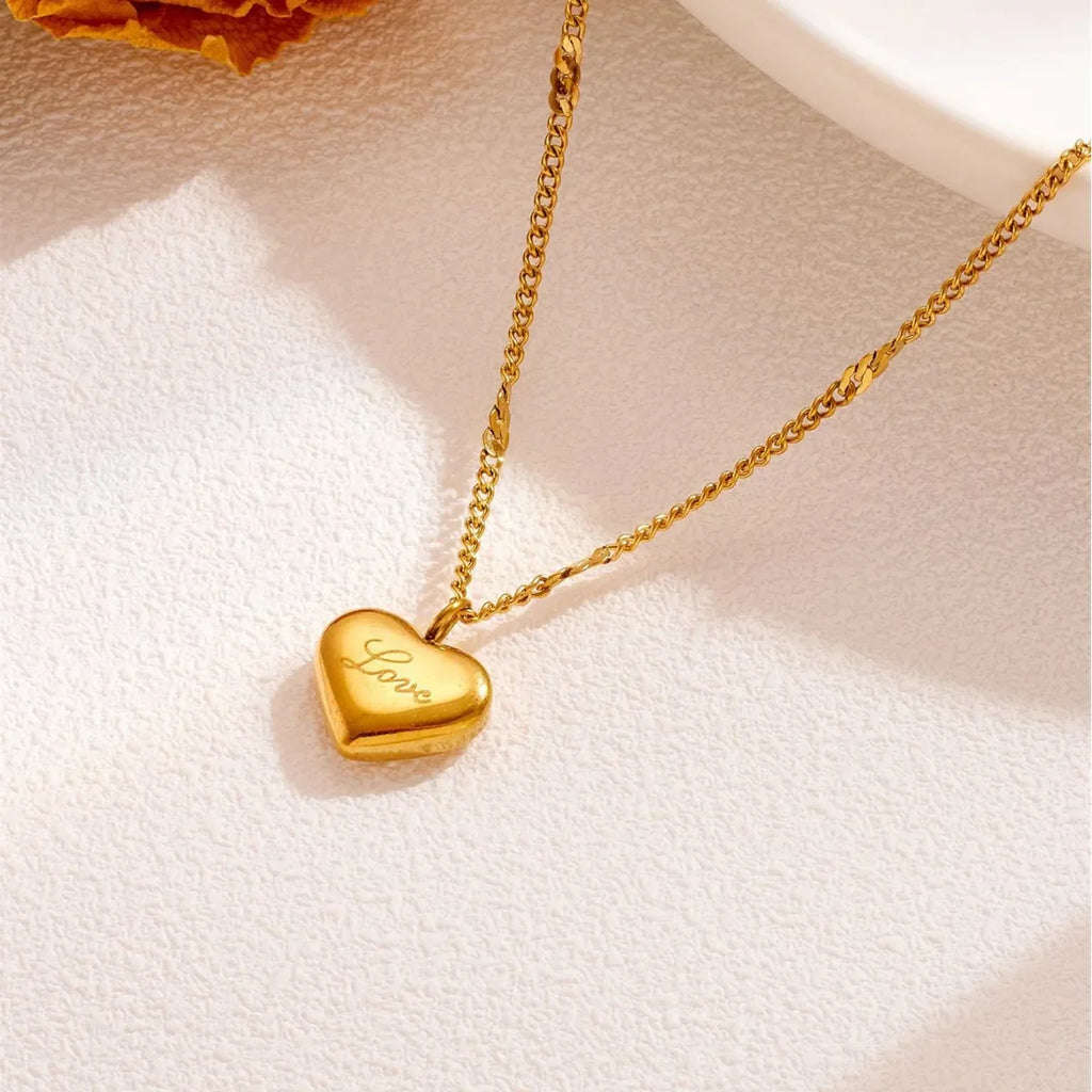 Stainless Steel Heart Necklace for Women Simple Pendant Jewelry Gift