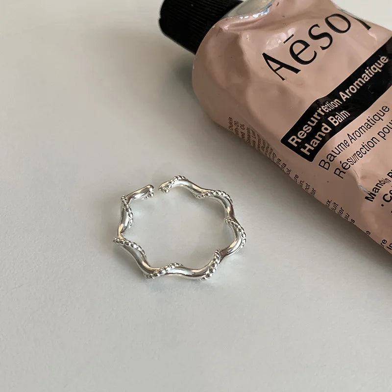 925 Sterling Silver Cross Hollow Chain Geometric Finger Ring Creative Party Jewelry Gift