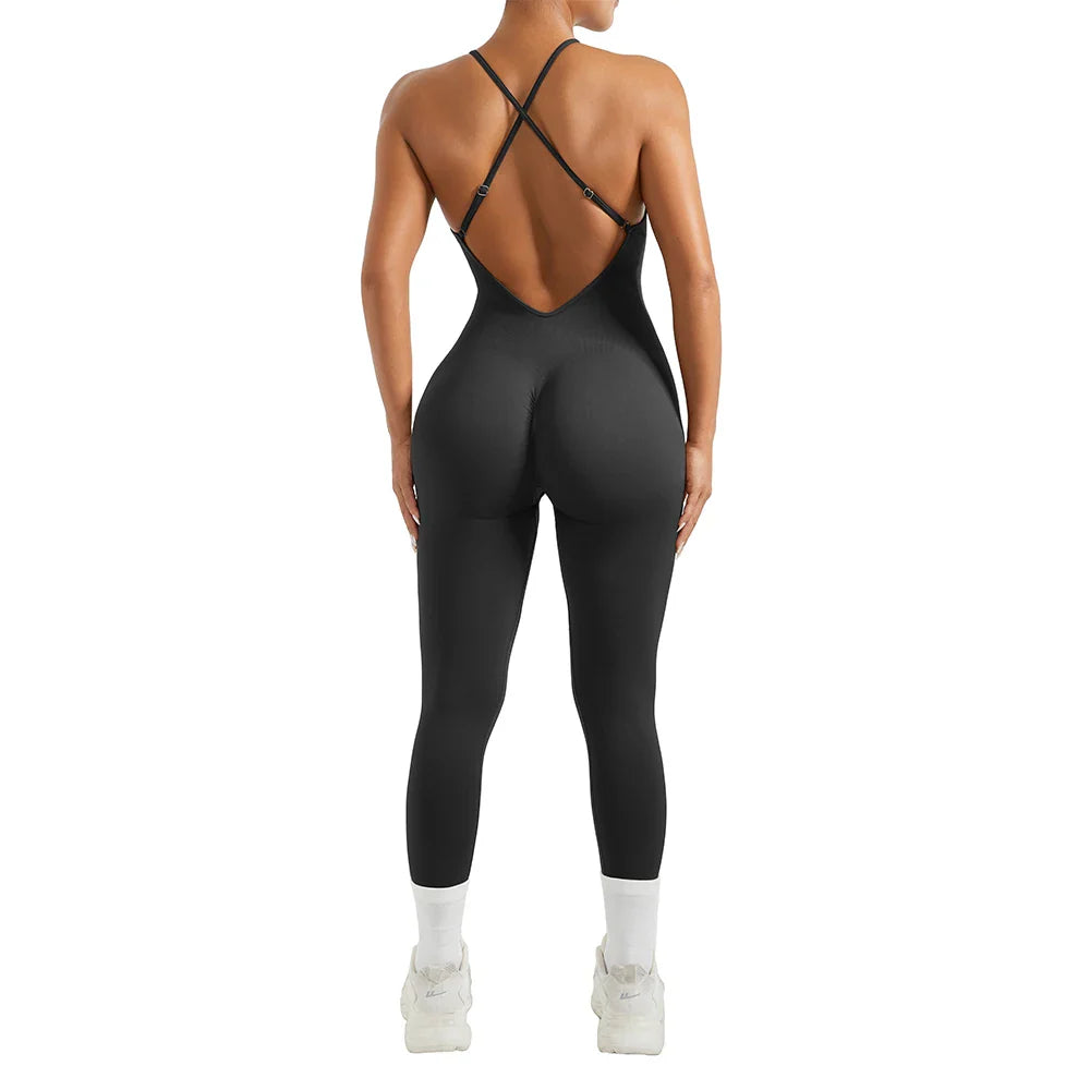 Solid Sexy Sleeveless Jumpsuit for Women Summer Backless Bodycon Romper Casual Playsuit Trendy Sportswear Streetwear