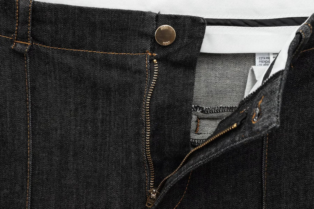 Women Black Denim Pants Set with Fitted Shirt and Patch Pockets Straight Leg Jeans Suit