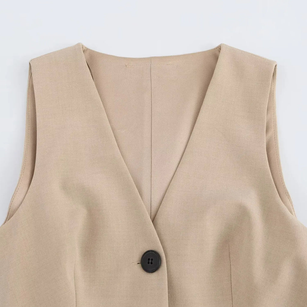 Elegant Sleeveless Pleated Dress With Vest Style Chic