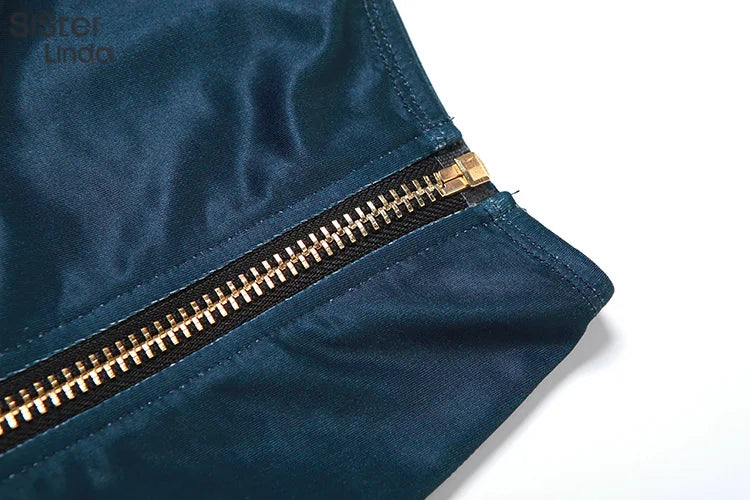 Casual Two Piece Set for Women Sleeveless Zipper Low Neck Tank Top with High Waist Hip Skirt Party Clubwear Ensemble