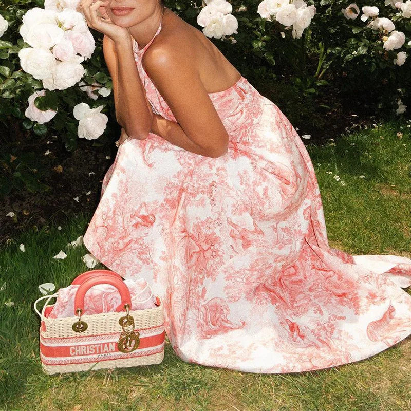 Boho Halter Backless A Line Office Dress For Women Summer