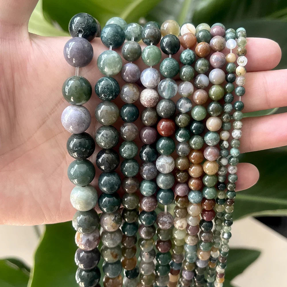 Natural Indian Agate Round Loose Spacer Beads for Jewelry Making and DIY Charm Bracelets and Necklaces