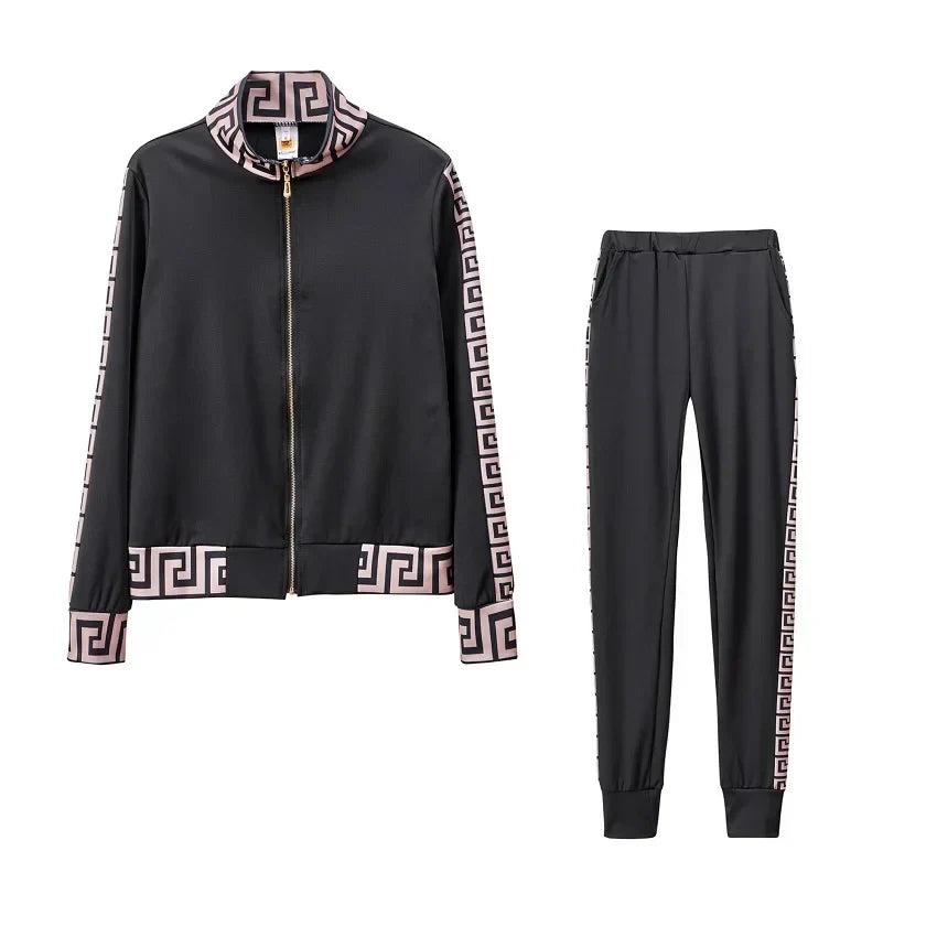 Casual Printed Stitching Two-Piece Leisure Suit for Men and Women