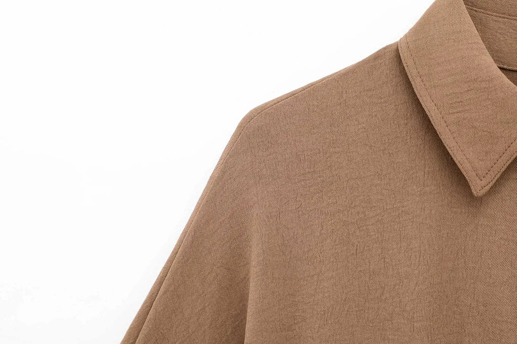 Women's Lace Up Kimono Shirt Top and Elastic Waist Wide Leg Trousers Two Piece Set