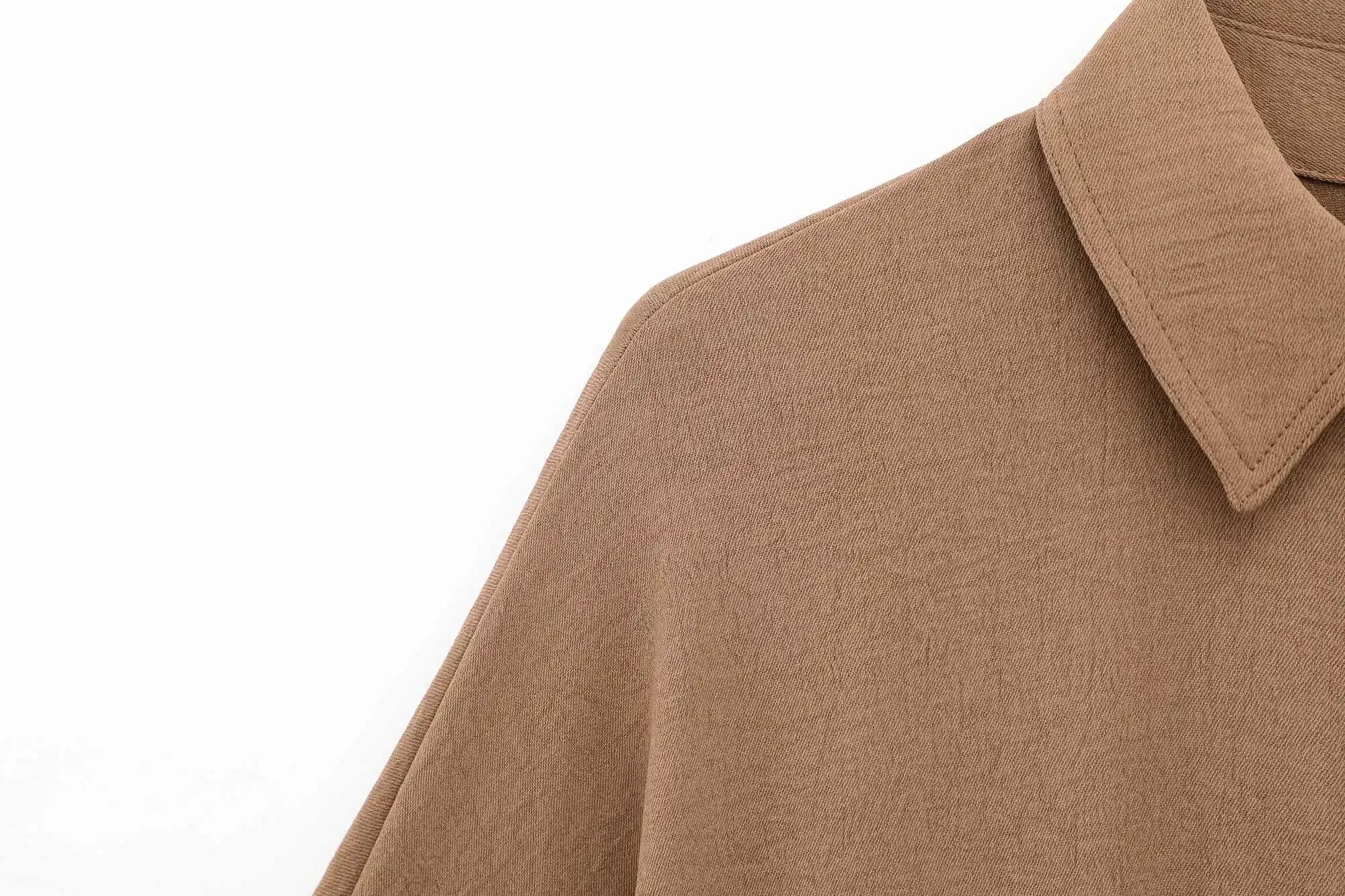 Women's Lace Up Kimono Shirt Top and Elastic Waist Wide Leg Trousers Two Piece Set