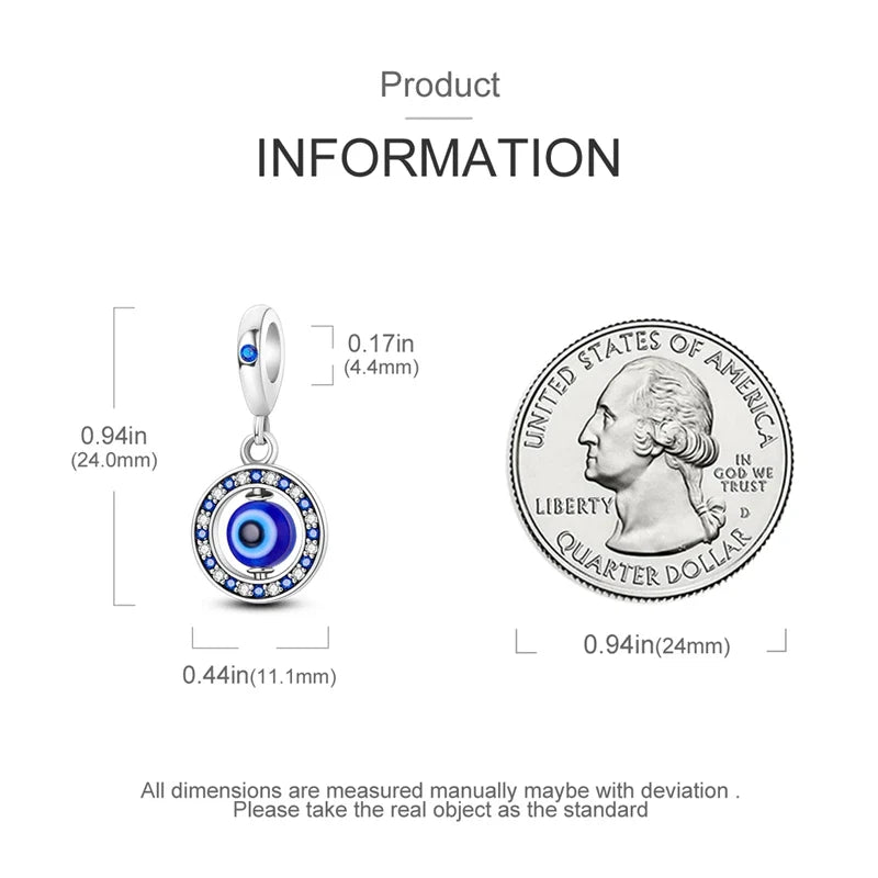 925 Silver Devil's Eye Charms Beads for Women DIY Jewelry Making