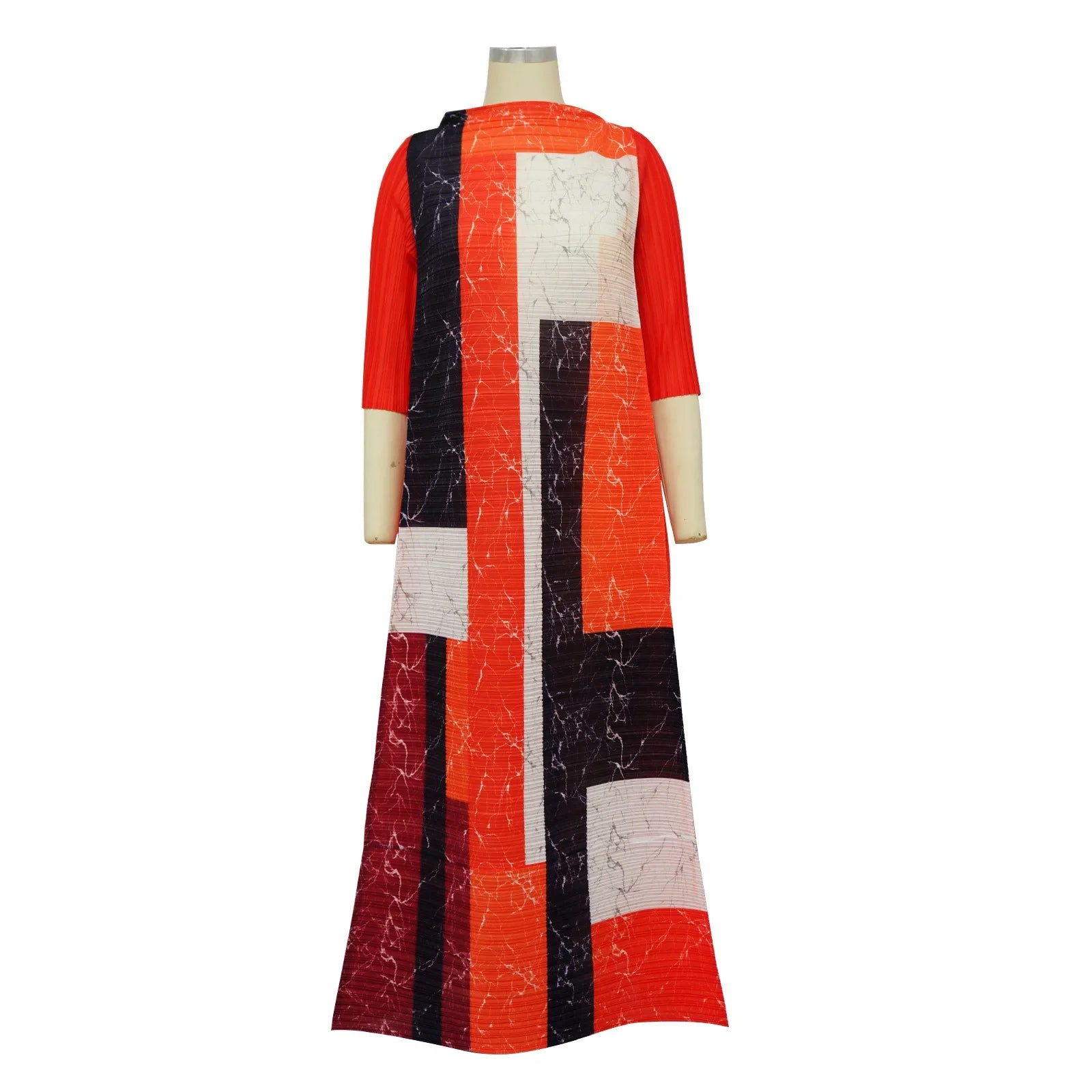 Leaf Print Pleated Boho Maxi Dress for Women Casual Beach