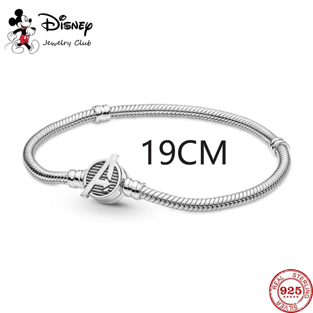 925 Sterling Silver Mickey Minnie Charm Beaded Fit Snake Bracelet DIY Ladies Jewelry