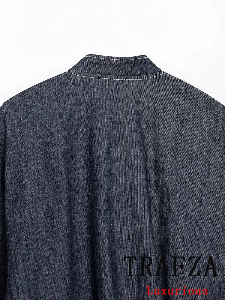 Casual Denim Loose Fit Women Suit Set with O Neck Zipper Bomber Jacket and Pleated Mini Skirt Vintage Inspired Spring Summer Fashion Ensemble