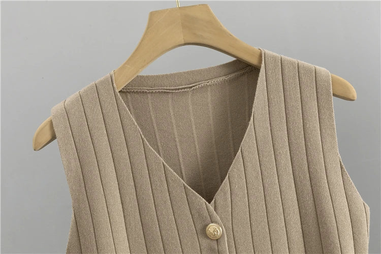 Women's Three Piece Cardigan Set Casual Sweater Outfit with Striped Cardigan Top and Wide Leg Pants