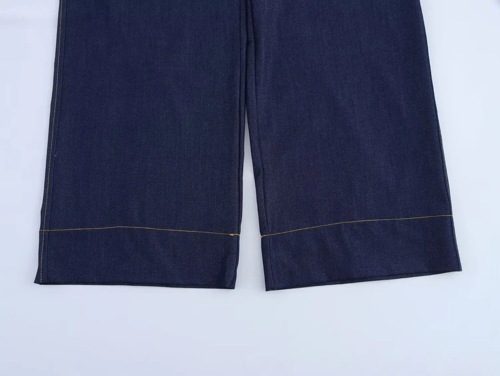 Women Fashion Denim Jacket and Jeans Set with Pockets Stylish Two Piece Outfit