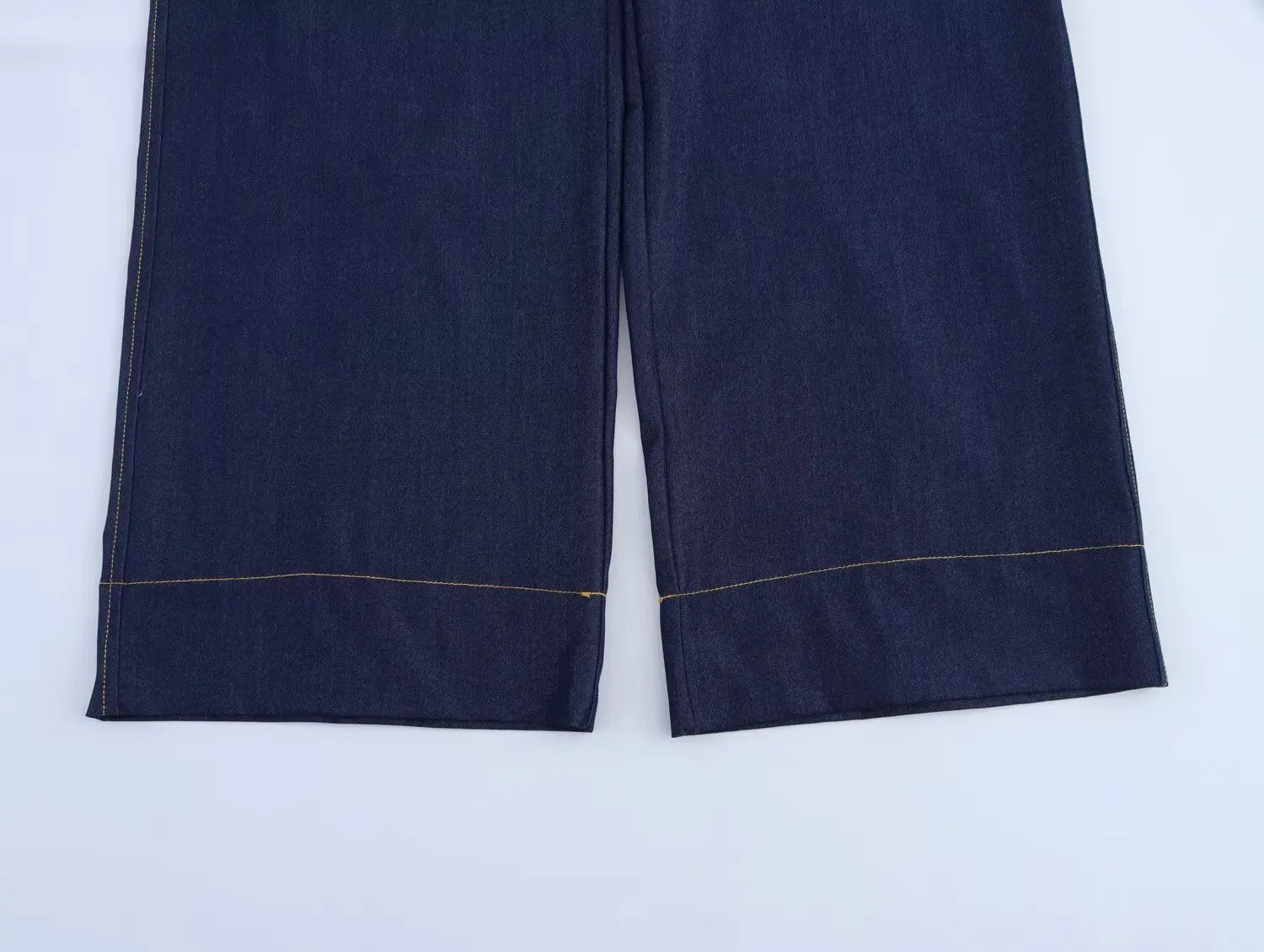 Women Fashion Denim Jacket and Jeans Set with Pockets Stylish Two Piece Outfit