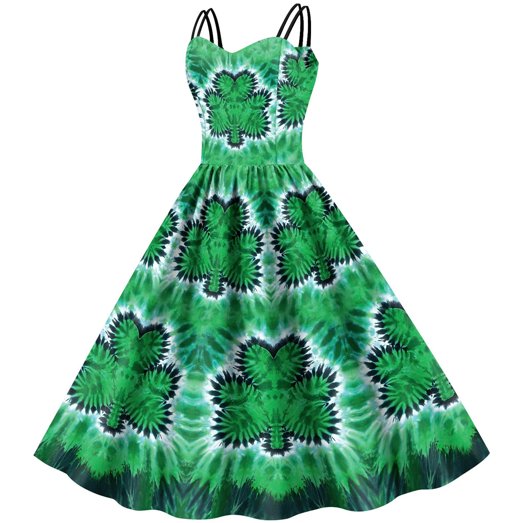 St Patrick's Day Shamrock Tie Dye Wrap Dress For Women