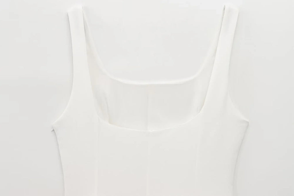 Sleeveless Pleated Mini Dress With Square Collar Chic