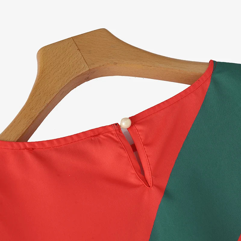 Women Colorful Printed Sundress Round Neck Short Sleeves