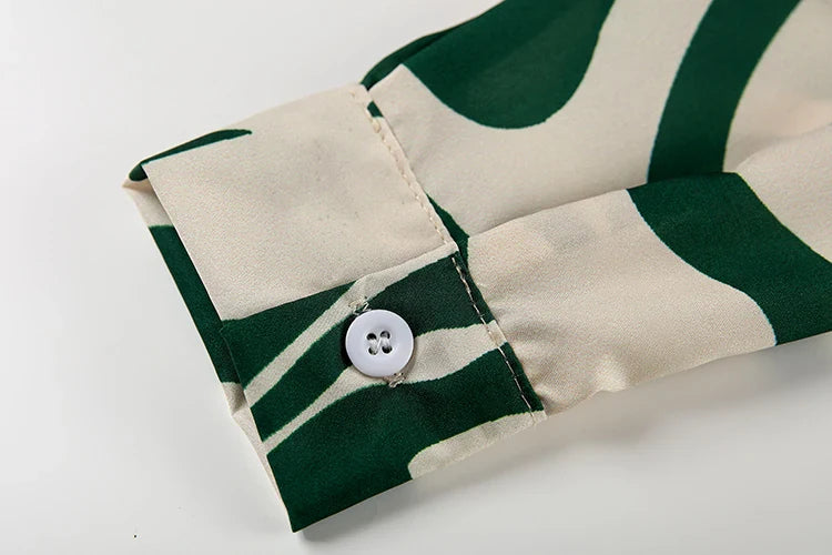 Trendy Print Off Shoulder Shirt and Trouser Set with Long Sleeve Design