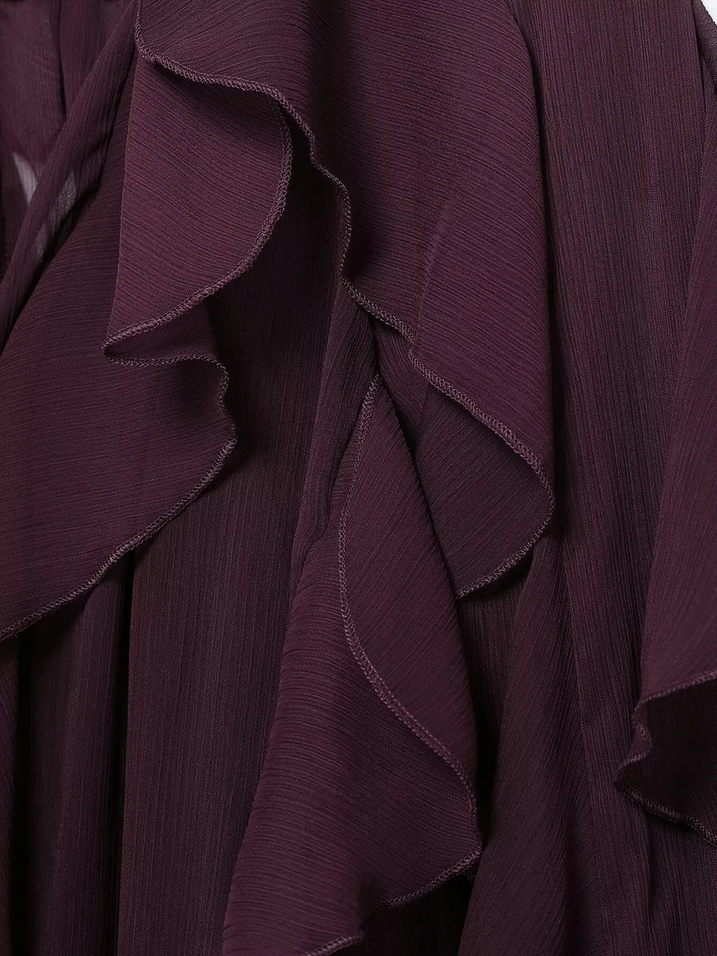 Sexy Women Translucent Ruffle Blouse V Neck Single Breasted Tiered Casual Top Beach Style Solid Shirt