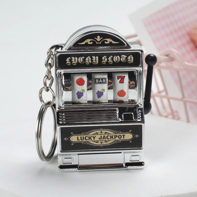 Fruit Slot Machine Keychain Lucky Charm Mini Casino Pendant Bag Charm for Kids and Adults