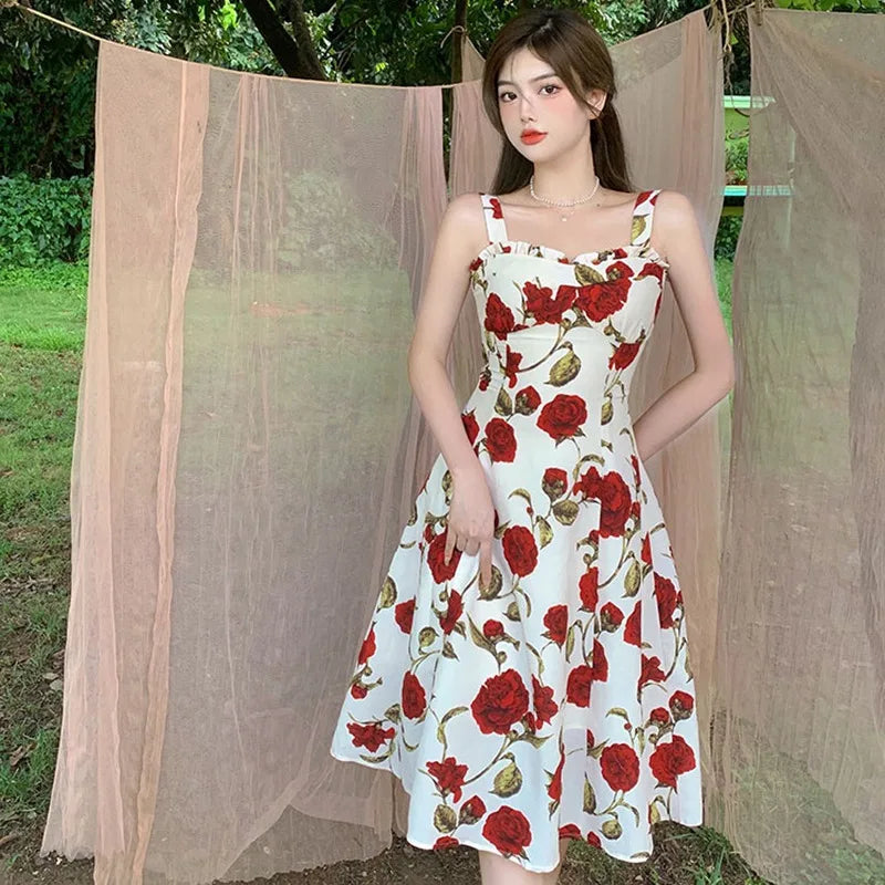 Floral Print Sleeveless Summer Dress For Vacation Travel